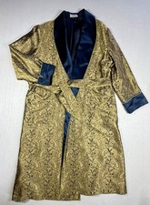Vintage Bullock Jones 100 Silk Robe Men L 52 Gold Paisley Lined Made In Italy