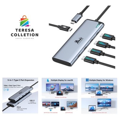 USBC to USBC Hub, USB C Splitter with Dual Type-C Video Output 4K@60Hz, 10Gbp...