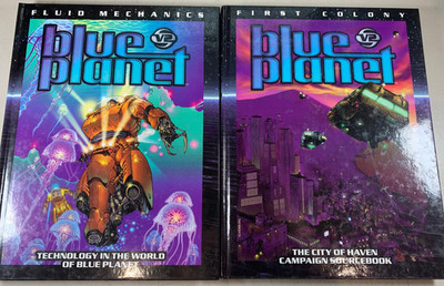 Lot 2x Blue Planet V2 Fluid Mechanics / First Colony HC Book RPG Fantasy Flight