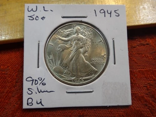 1945 BU United States 90% Silver Walking Liberty Half Dollar 50c - No Reserve