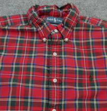 Ralph Lauren Shirt Mens Large Red Plaid Long Sleeve Button Up Classic Adult L