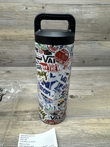 Vans Off The Wall Water Bottle Exclusive Print Stickers Stainless Steel New - Picture 4 of 6