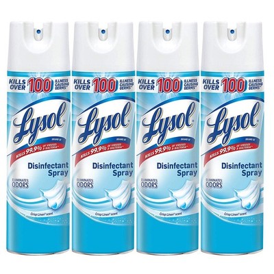 Lysol Disinfectant Spray, Crisp Linen, Antibacterial & Deodorizing, 19oz, 4 Pack