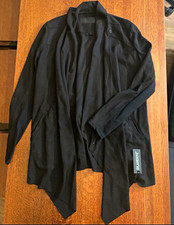BLANKNYC Women s Black Draped Open Front Jacket Cardigan Size S