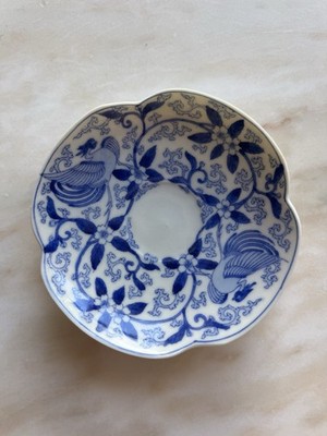 Antique Chinese BLUE AND WHITE HAND PAINTED SAUCER Early 1800s