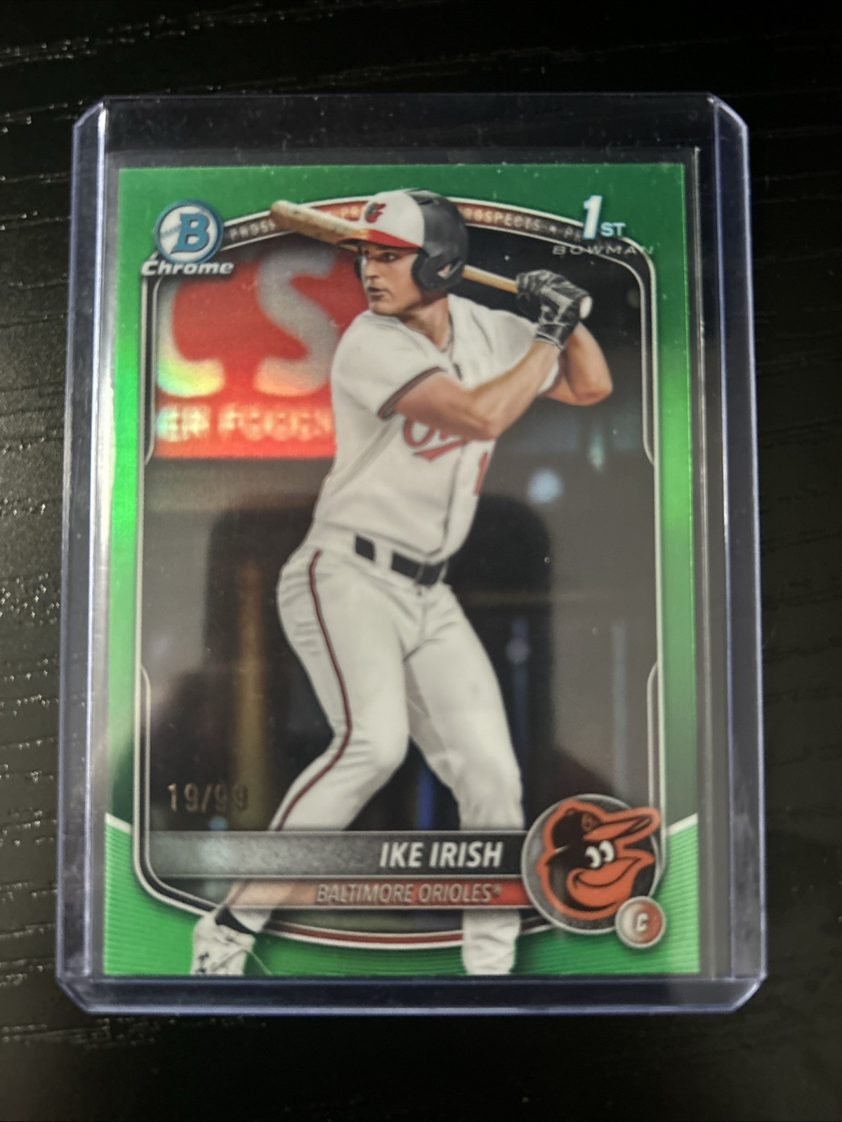 2025 Bowman Draft BDC-16 Ike Irish 1st Chrome True Green Refractor / 99 Orioles