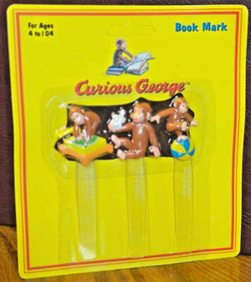 VINTAGE RARE Curious George  Bookmarks Page Holders 3''  DS-Max 2000 Edition  NEW