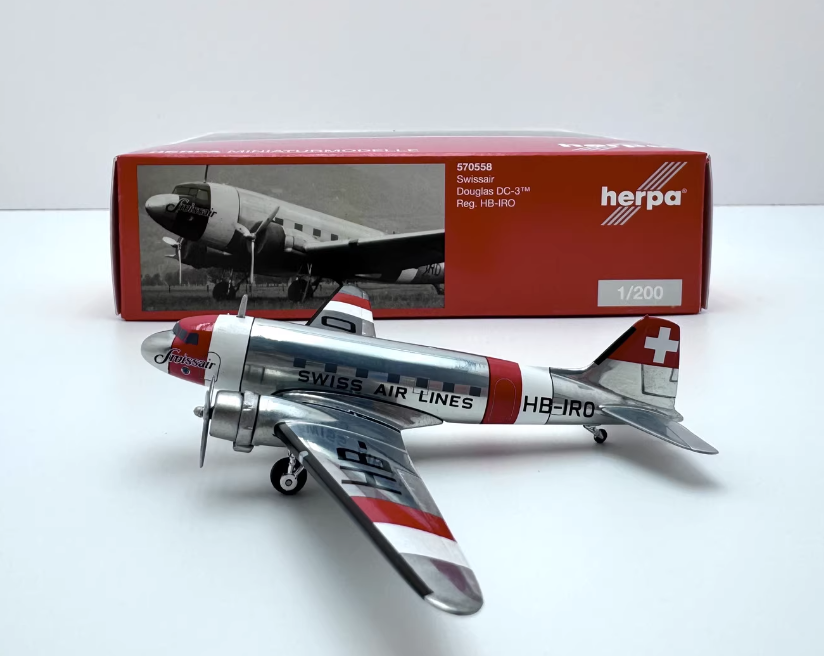 Herpa Wings Swissair Douglas Dc-3 1 200 Hb-iro 570558 for sale