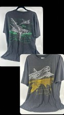 Vintage 90s Black Tee Blackbird Plane Single Stitch Size XL Made In USA See D