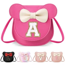 Little Girl Purse for Kids 1-8 Years, Rose Mouse Ear Bow Crossbody Bag, A