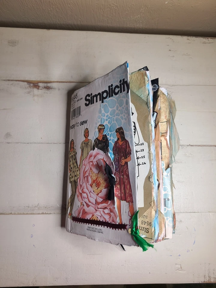 Diario basura vintage con dobladillo y hecho a mano acabado de costura usted mismo Foto 3 de 4