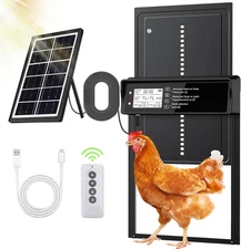 ONKO Automatic Chicken Coop Door Solar Powered with LCD Display, Automatic Chick