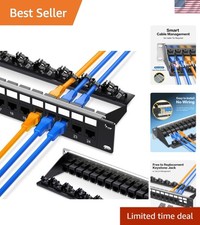 24 Port Patch Panel Cat6A RJ45 Passthrough Unshielded Keystone Patch Panel wi...