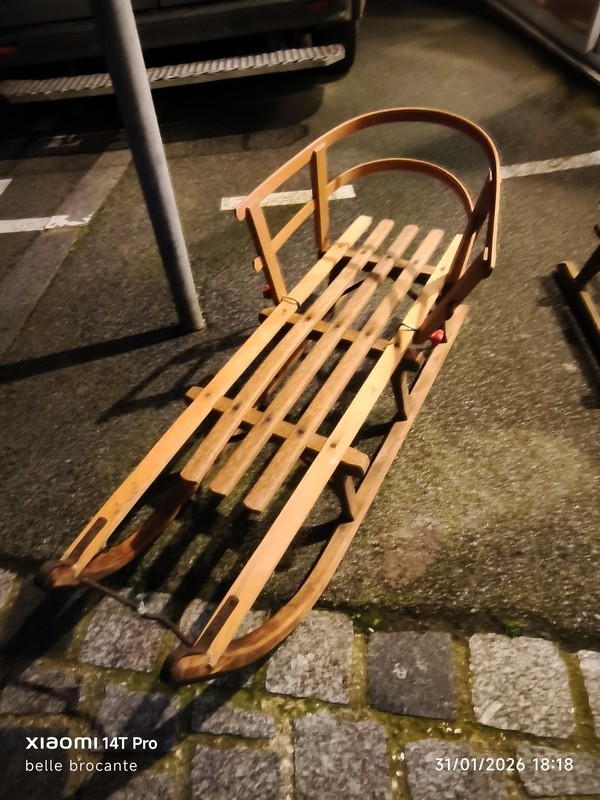 traineau ancienne luge alsacienne davos longueur 110 cm