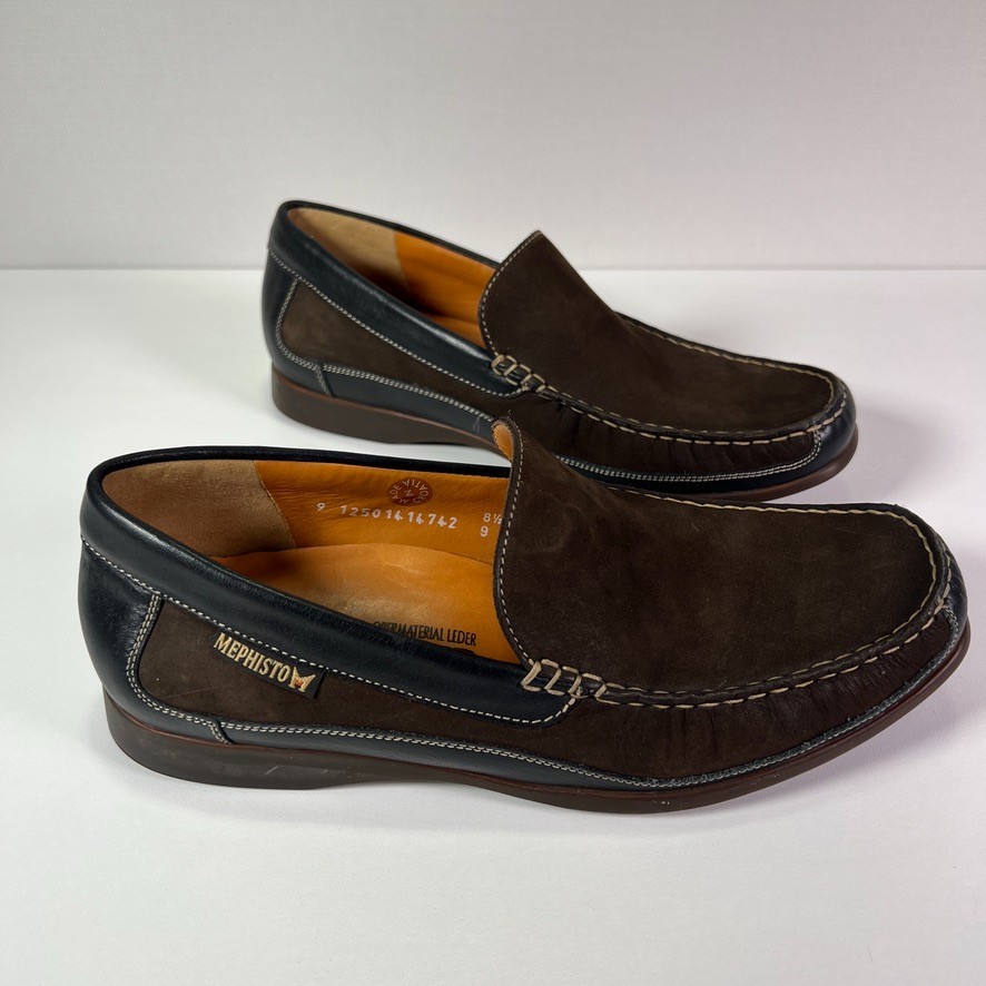 Mephisto Cool-Air Genuine Leather Brown Suede Slip-On Loafers