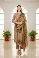 Sanskriti Vintage Light Brown Pure Chiffon Silk Dupatta Digital Print Stole Veil