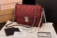 Authentic Prada Impuntu Tessuto Quilted Nylon Crossbody Granato Dust Bag Cards