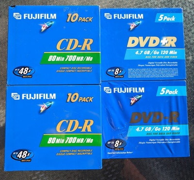 LOT OF 4 Fujifilm CD-R 10/5 Packs 48x Write Speed Recordable Discs (NEW/SEALED)