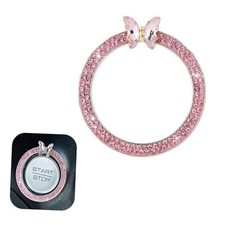 Car Bling Engine Start Stop Decorative Ring, Butterfly Diamond Start 1 PC Pink