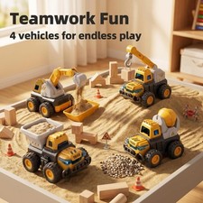 Construction Toy Trucks Set Excavator Crane Dump Truck Cement Mixer Vehicle