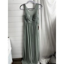 NWT Birdy Grey Sage Green Pleated Bridesmaid Women's Dress Size Small 0631