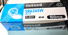 100 PK MAXELL 377 SR626SW SILVER OXIDE MADE IN JAPAN GREAT EXP 10/34 FREE SHIP