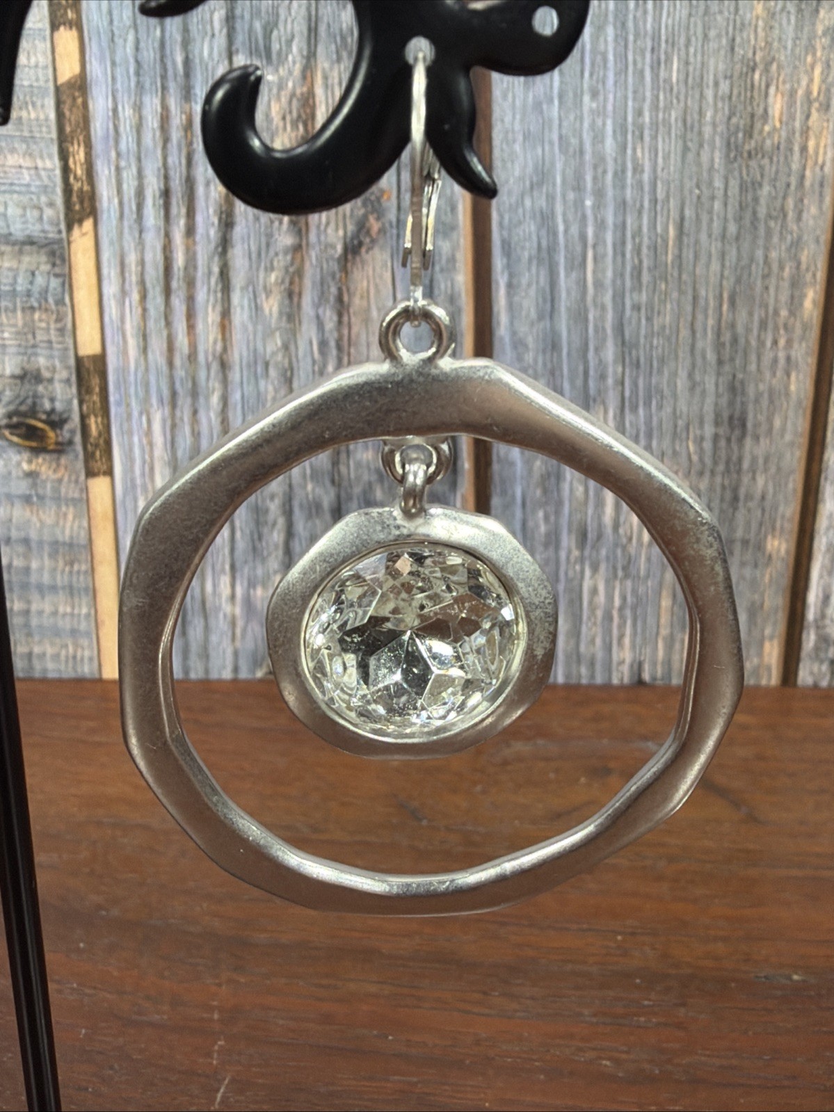 Kenneth Jay Lane KJL Silvertone Ringstone Hammere… - image 3