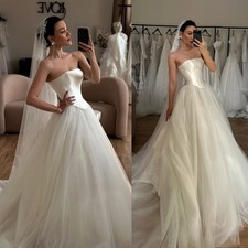 Vintage Bohemian Wedding Dresses Sleeveless Satin Tulle A Line Bridal Gowns