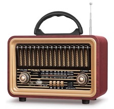 J-170 Redish Retro Bluetooth Radio Portable AM FM SW Rechargeable Stereo Speaker