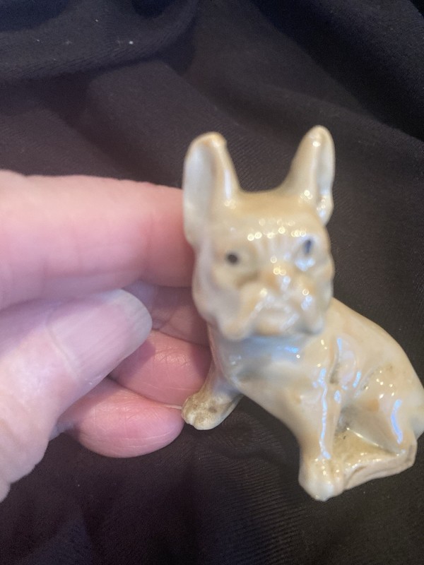 ANTIQUE MINIATURE PORCELAIN FRENCH BULLDOG