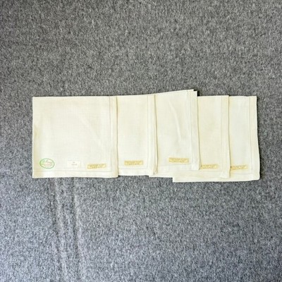 Keepsake Irish Linen Hand Drawn Thread Hemstitch Napkins Set of 5 Cream