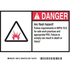 Brady El-3 Machine/Equipment Label, 5 In Height, 7 In Width, Polyester,