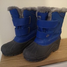 CAMPRI  KIDS BLUE ADJUSTABLE FASTENING FUR TRIM SNOW BOOTS UK SIZE 1