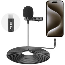 Movo uLav-IP USB-C Wired Omnidirectional Lavalier Clip On Microphone for iPho...