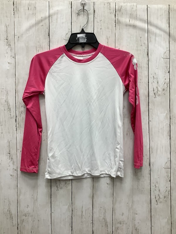 Columbia Girls Medium Sandy Shores Long Sleeve Sunguard Shirt White/Pink 