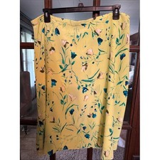 Kathie Lee Yellow Floral Midi Skirt Plus Size 18W 20W Vintage Style Pencil Skirt