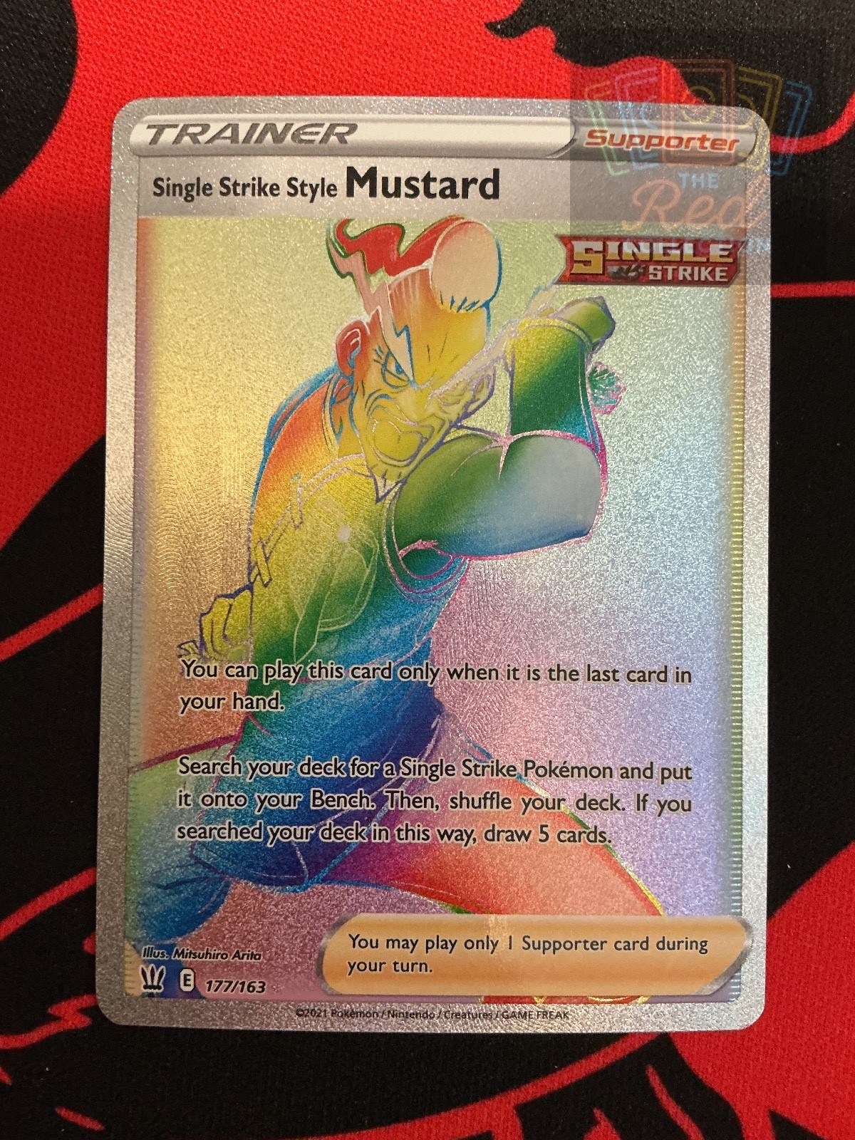 Single Strike Style Mustard 177/163 Rainbow Rare Battle Styles Pokemon LP