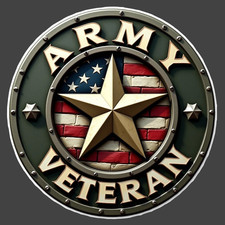 Army Veteran Round Star Emblem Sticker Vinyl Decal Usa Military Pride