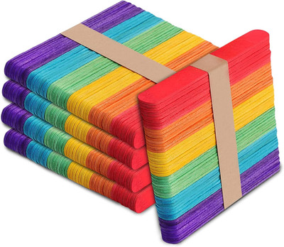500 Pack 6 Inch Jumbo Craft Sticks in Bright Colors - Wooden Popsicle Sticks