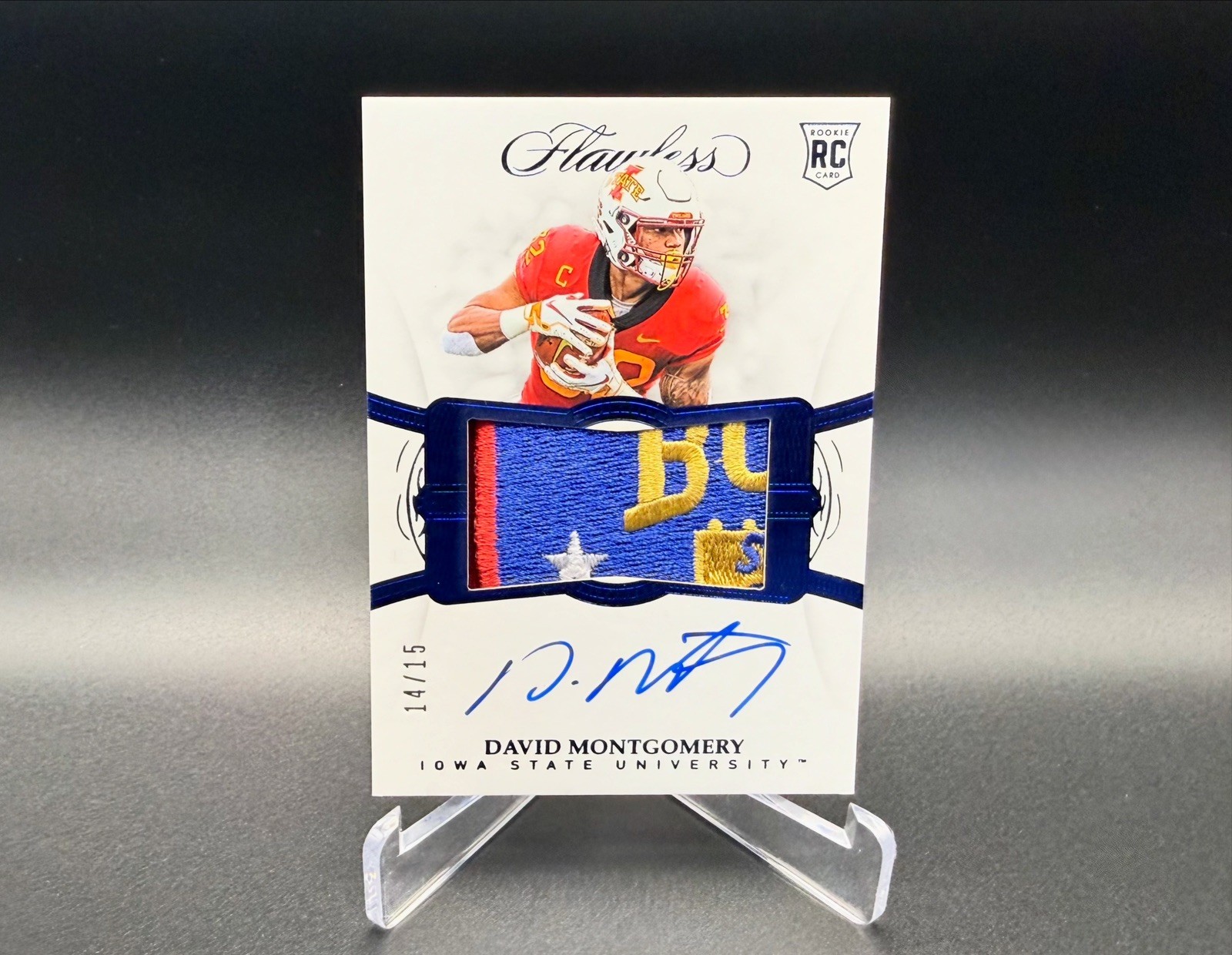 🔥 2019 Flawless David Montgomery /15 ROOKIE PLAYER WORN / EBay 1/1 LOGO RPA 🔥 view 4