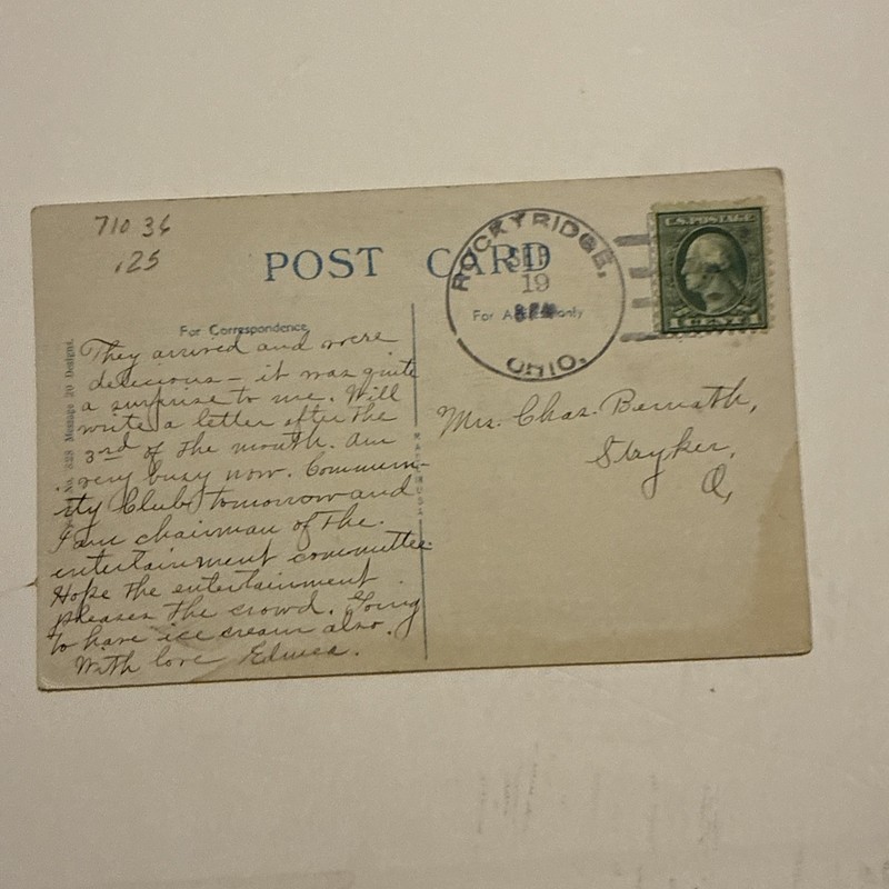OHIO-Rocky Ridge, Ottawa County (1905-Date) 1910’s Cancel