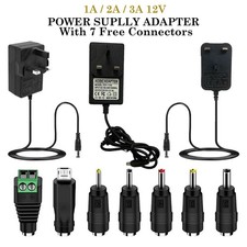 12V UK Plug Power Adapter Transformer 1A 2A 3A for LED Strips & CCTV Use