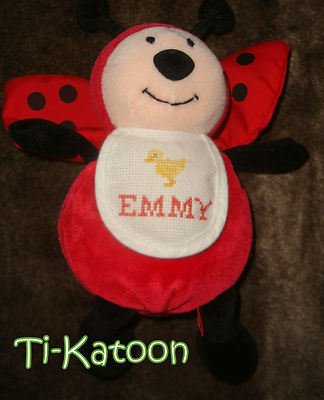 DMC DOUDOU PELUCHE COCCINELLE rouge BRODE EMMY TTBE