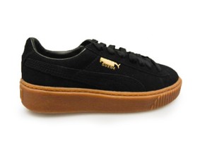 puma suede platform noir et or