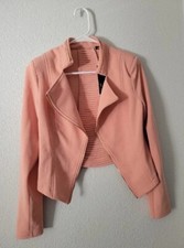 Michel Women Casual Open Front Light Blazer Office Lapel Lattice Back Jacket M