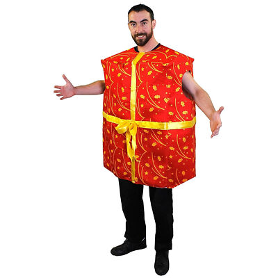CHRISTMAS PRESENT COSTUME XMAS PARTY NOVELTY GIFT FESTIVE FANCY DRESS RED  GOLD | eBay