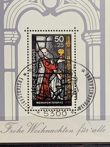 1977 German Block Post Stamp Merry 1977 Christmas For Everyone - Picture 2 of 7