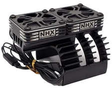 NEW NHX RC 1/5 Twin Cyclone Alum HV Cooling Fans with Cover Motor Heatsink Black