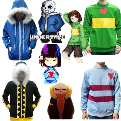 Undertale Sans Frisk Chara Cosplay Costume Zipper Hoodie Jacket Coat Sweater Top