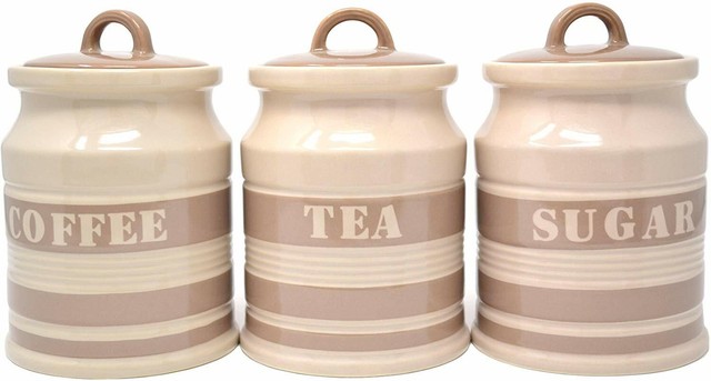 Ceramic Beach Hut Canister Suitable For Tea Coffee Or Sugar 17cm